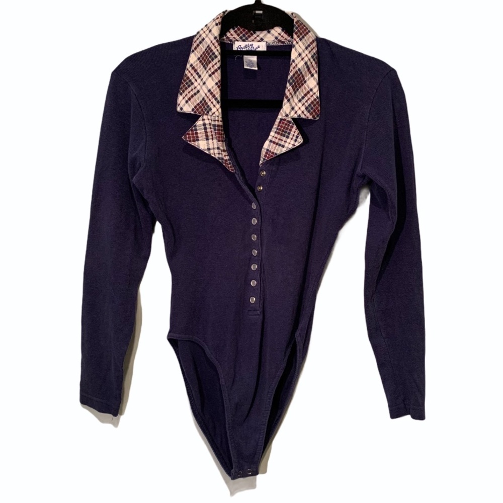 Vintage 1980s Betty Blue w/ Plaid Collared Leotard